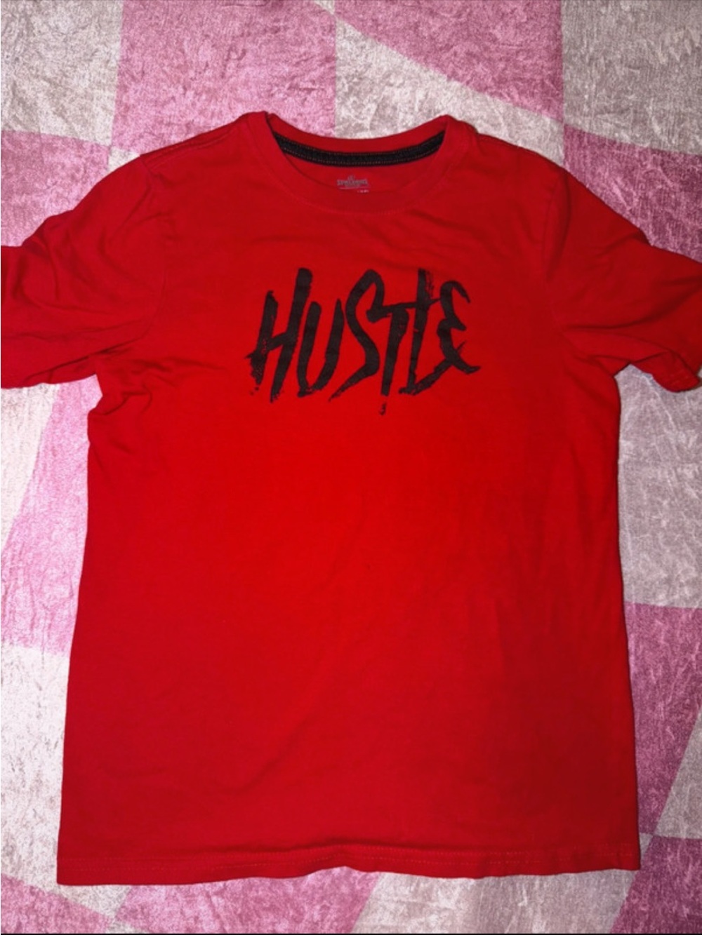 Spalding Red Tee with Black HUSTLE Graphic